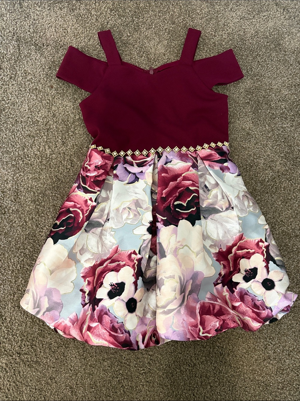 Speechless Girls Burgundy & Floral Pink Party Dress